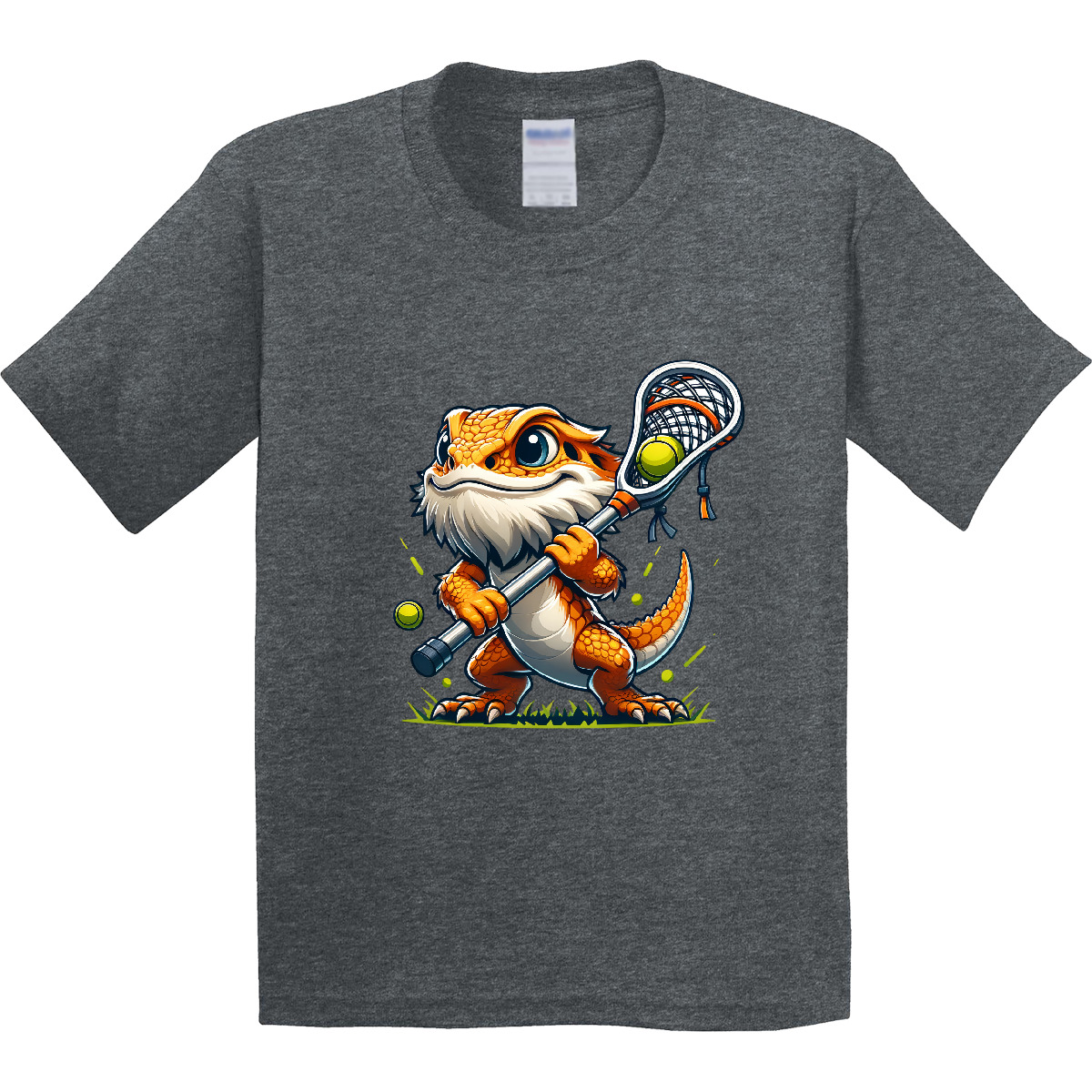 Inktastic Lacrosse Funny Bearded Dragon Youth T-Shirt Sports Player Team Coach - Picture 6 of 8