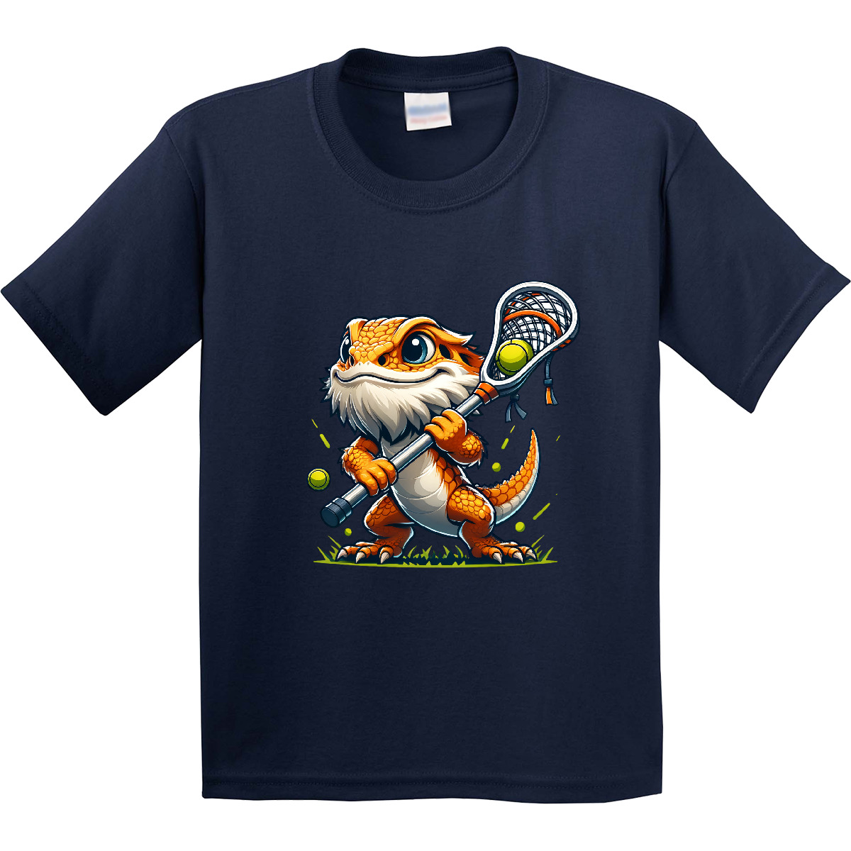 Inktastic Lacrosse Funny Bearded Dragon Youth T-Shirt Sports Player Team Coach - Picture 5 of 8