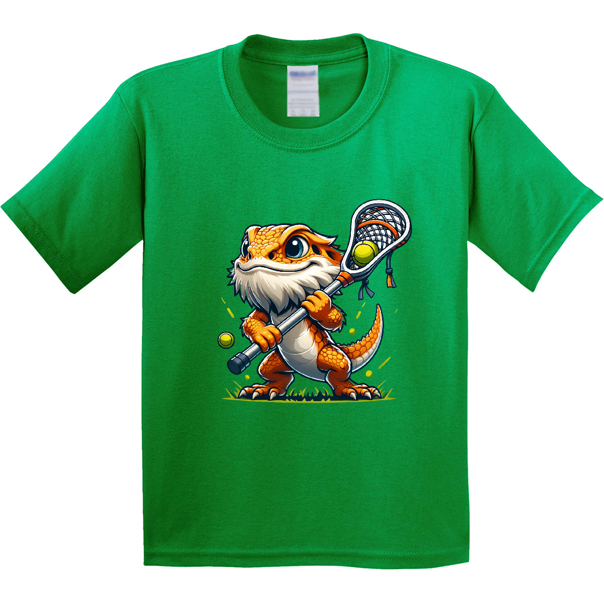 Inktastic Lacrosse Funny Bearded Dragon Youth T-Shirt Sports Player Team Coach - Picture 4 of 8