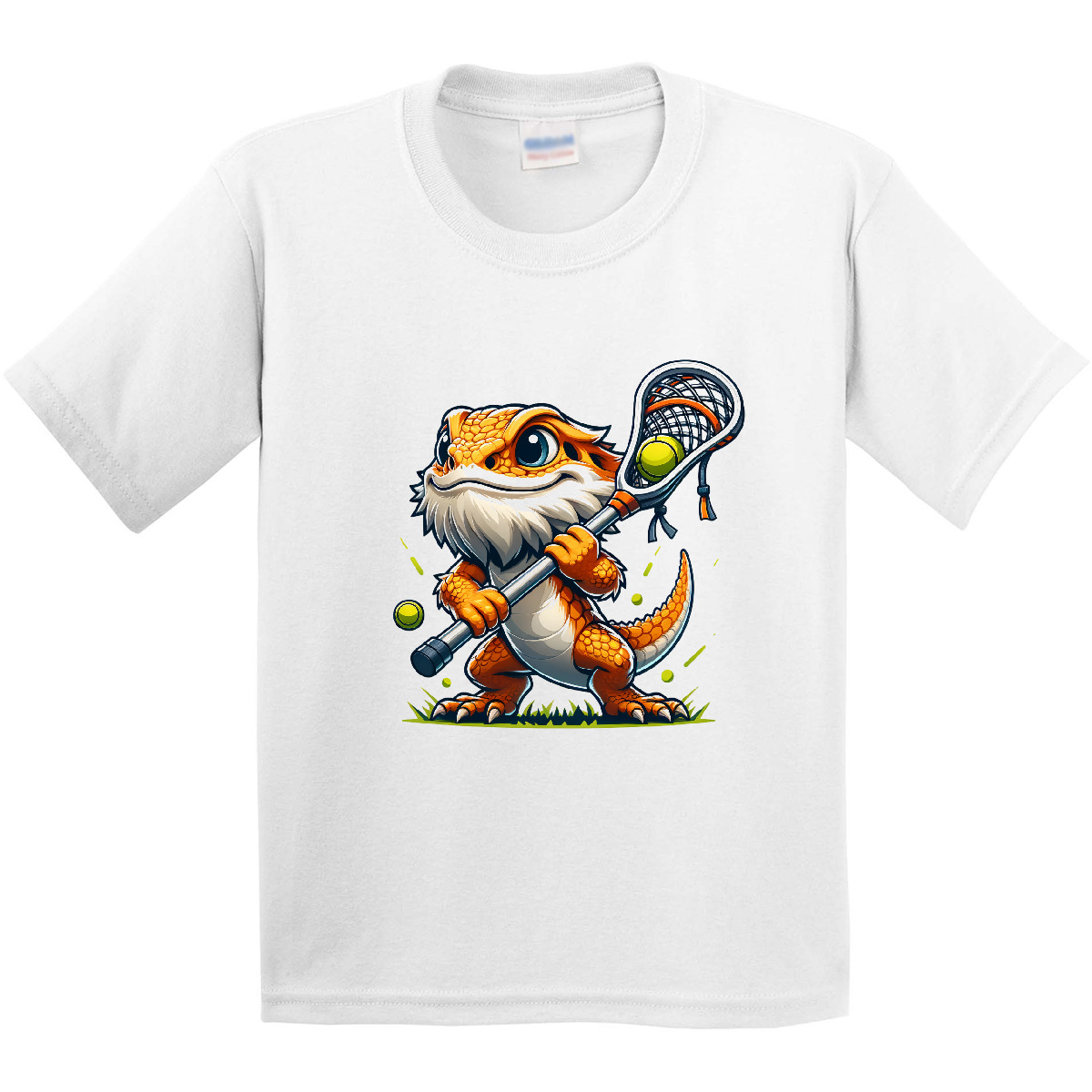 Inktastic Lacrosse Funny Bearded Dragon Youth T-Shirt Sports Player Team Coach - Picture 8 of 8