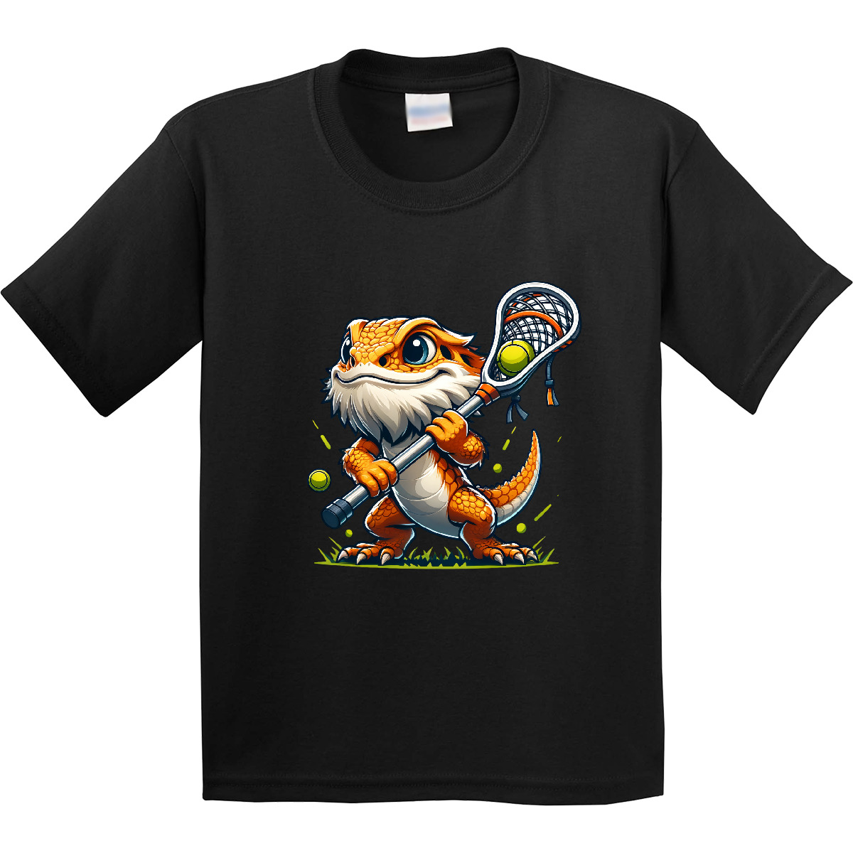 Inktastic Lacrosse Funny Bearded Dragon Youth T-Shirt Sports Player Team Coach - Picture 2 of 8