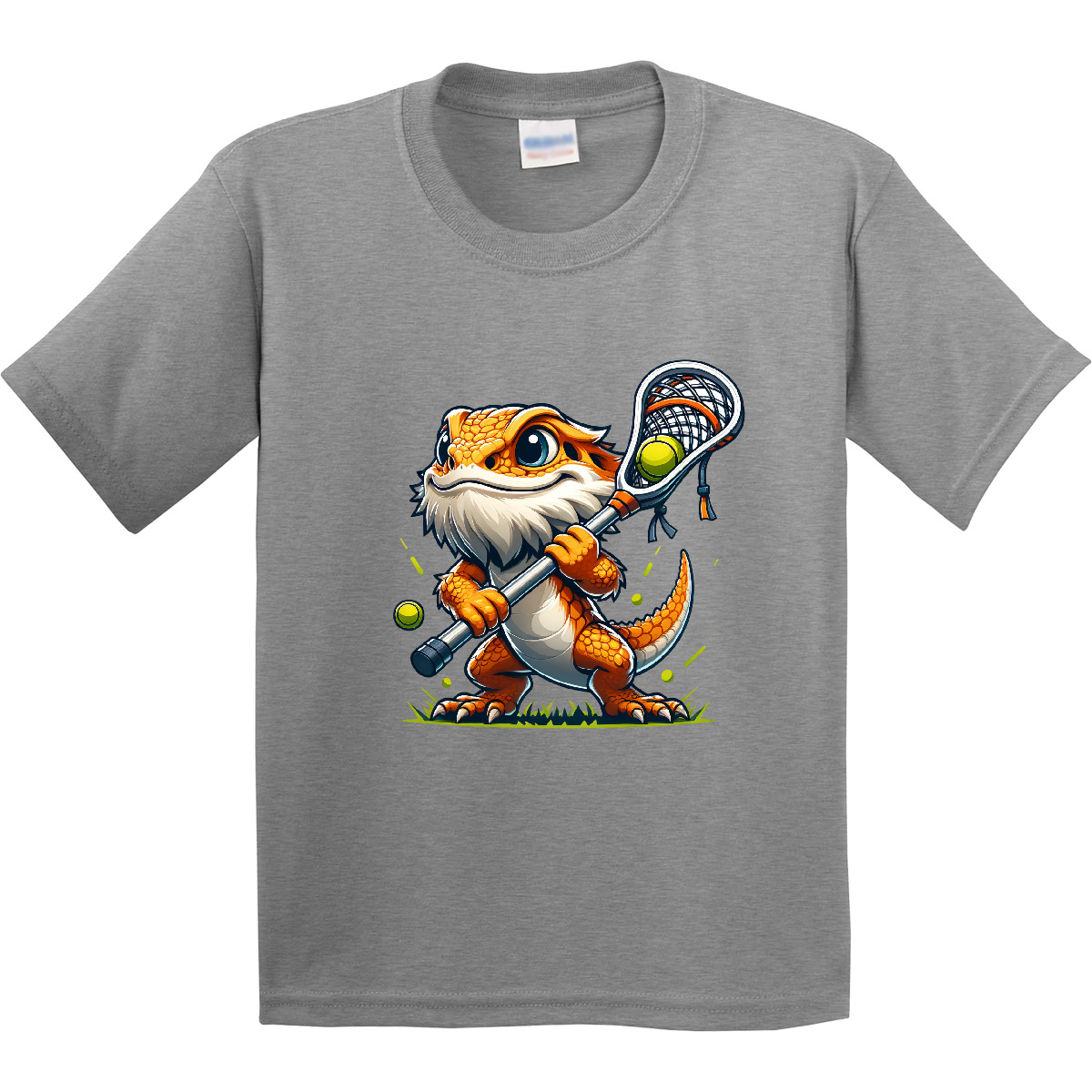 Inktastic Lacrosse Funny Bearded Dragon Youth T-Shirt Sports Player Team Coach - Picture 3 of 8