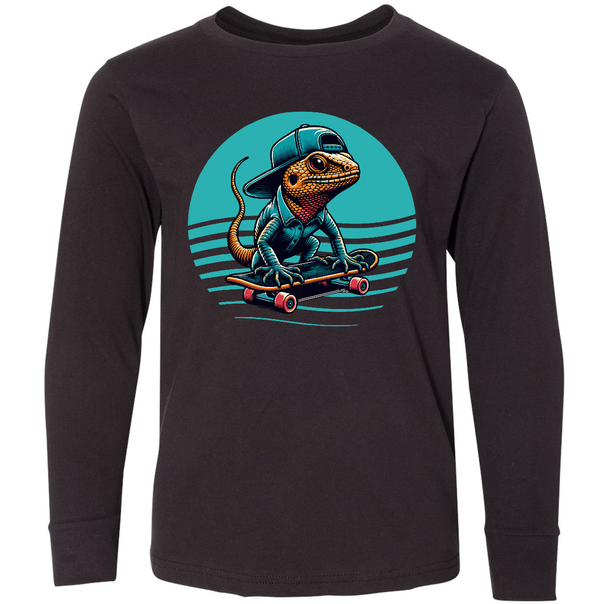 Inktastic Skateboarding Lizard Funny Skateboard Youth Long Sleeve