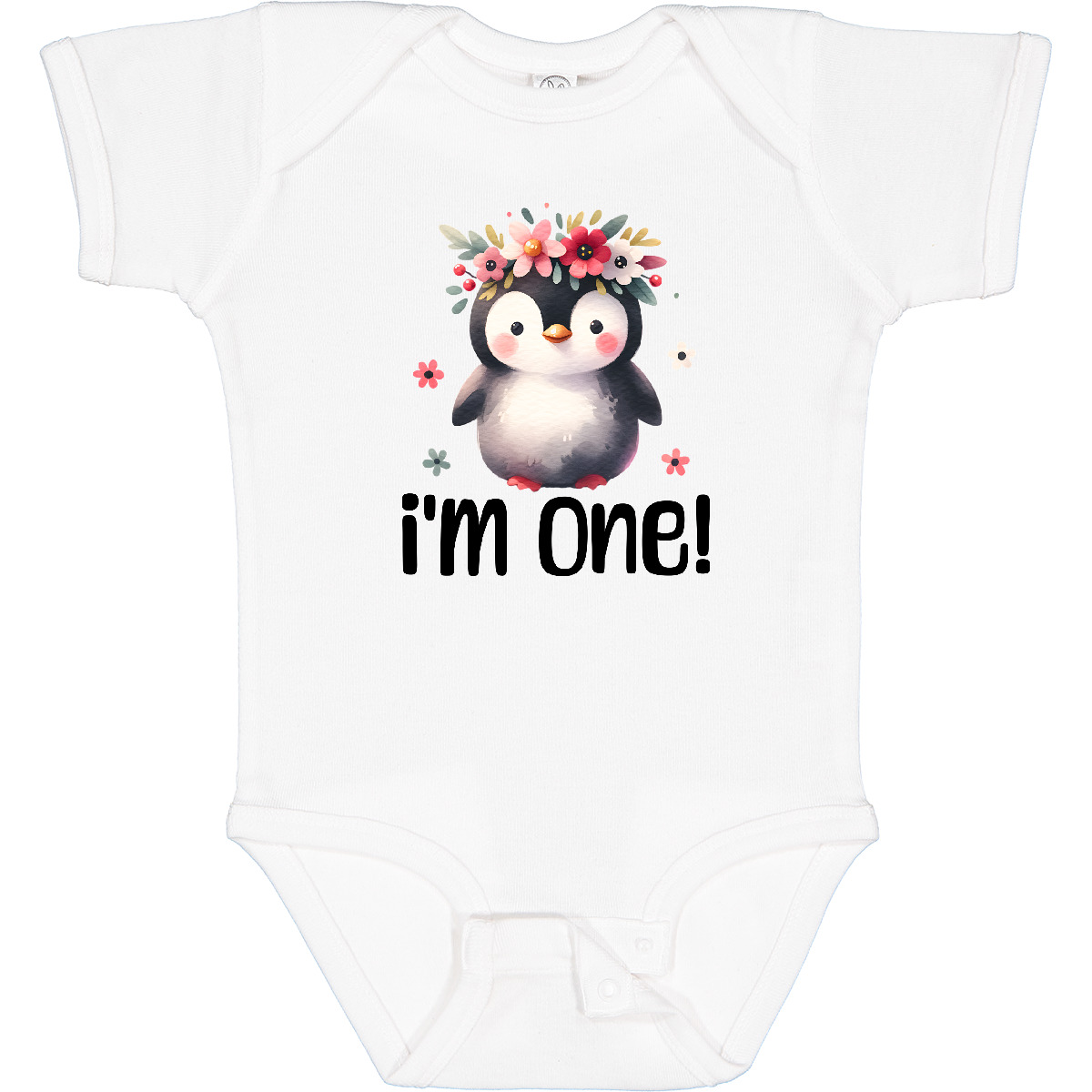Inktastic Babys First Birthday Penguin 1 Year Old Girl Baby Bodysuit Watercolor - Picture 8 of 9
