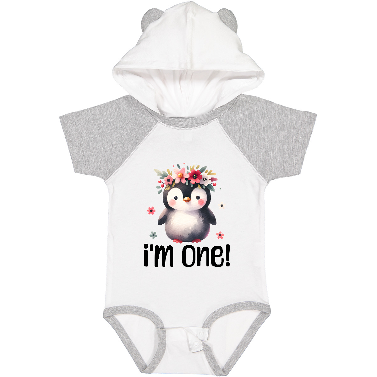 Inktastic Babys First Birthday Penguin 1 Year Old Girl Baby Bodysuit Watercolor - Picture 9 of 9