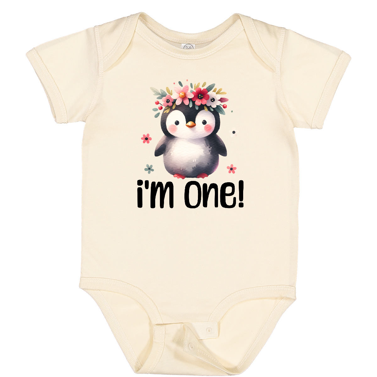 Inktastic Babys First Birthday Penguin 1 Year Old Girl Baby Bodysuit Watercolor - Picture 4 of 9