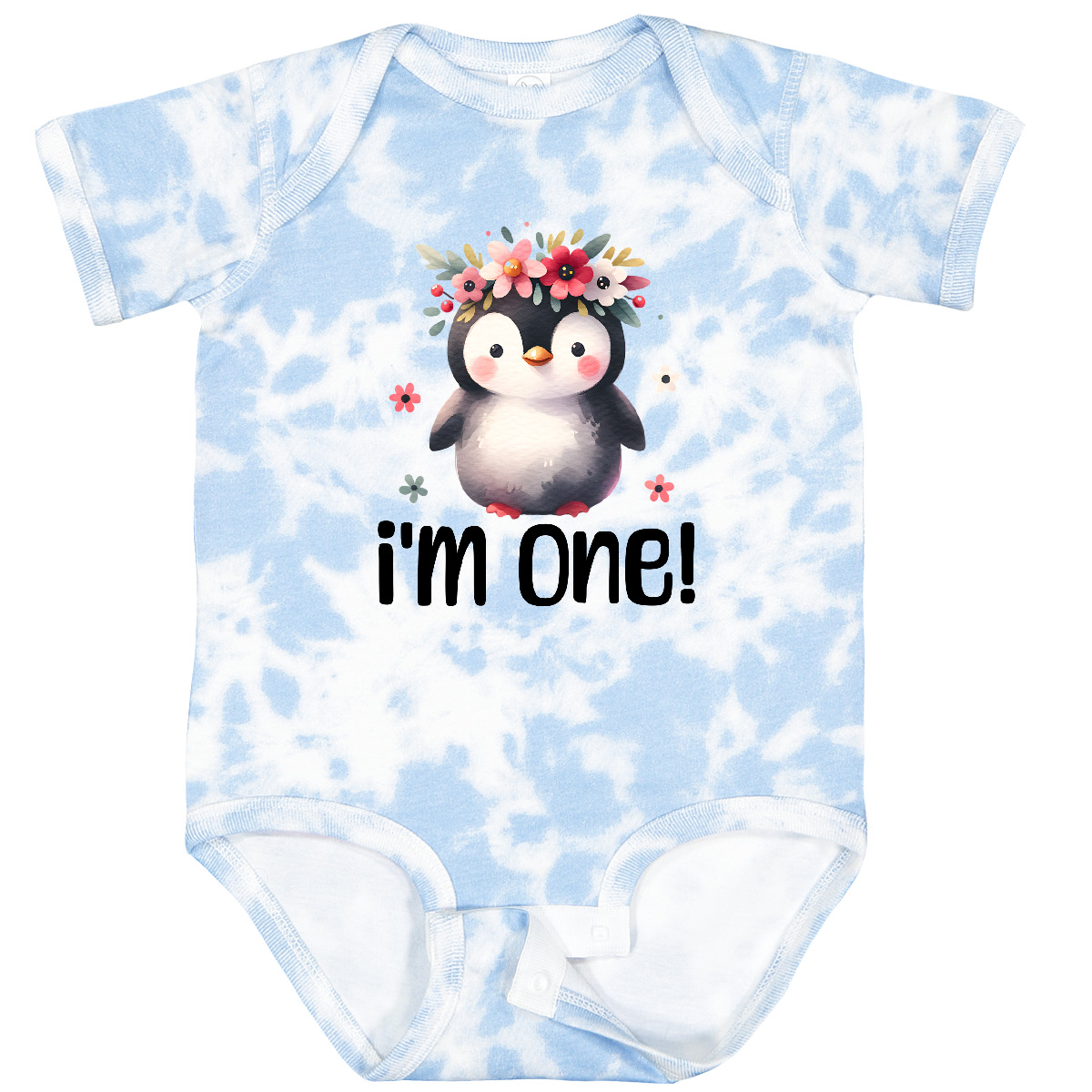 Inktastic Babys First Birthday Penguin 1 Year Old Girl Baby Bodysuit Watercolor - Picture 6 of 9
