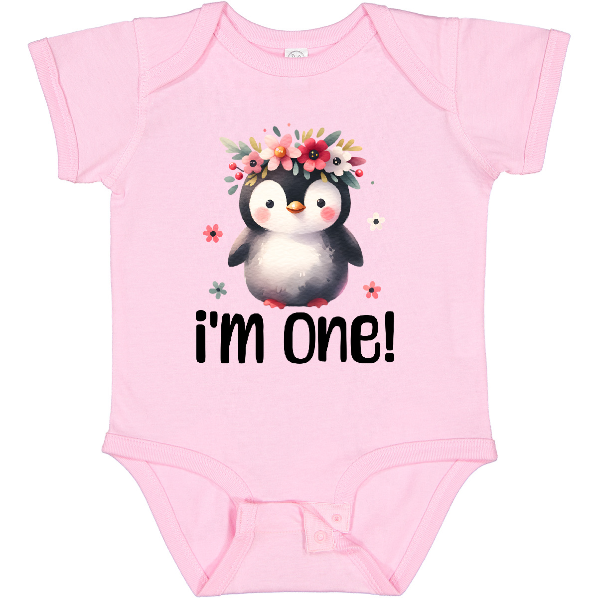 Inktastic Babys First Birthday Penguin 1 Year Old Girl Baby Bodysuit Watercolor - Picture 5 of 9
