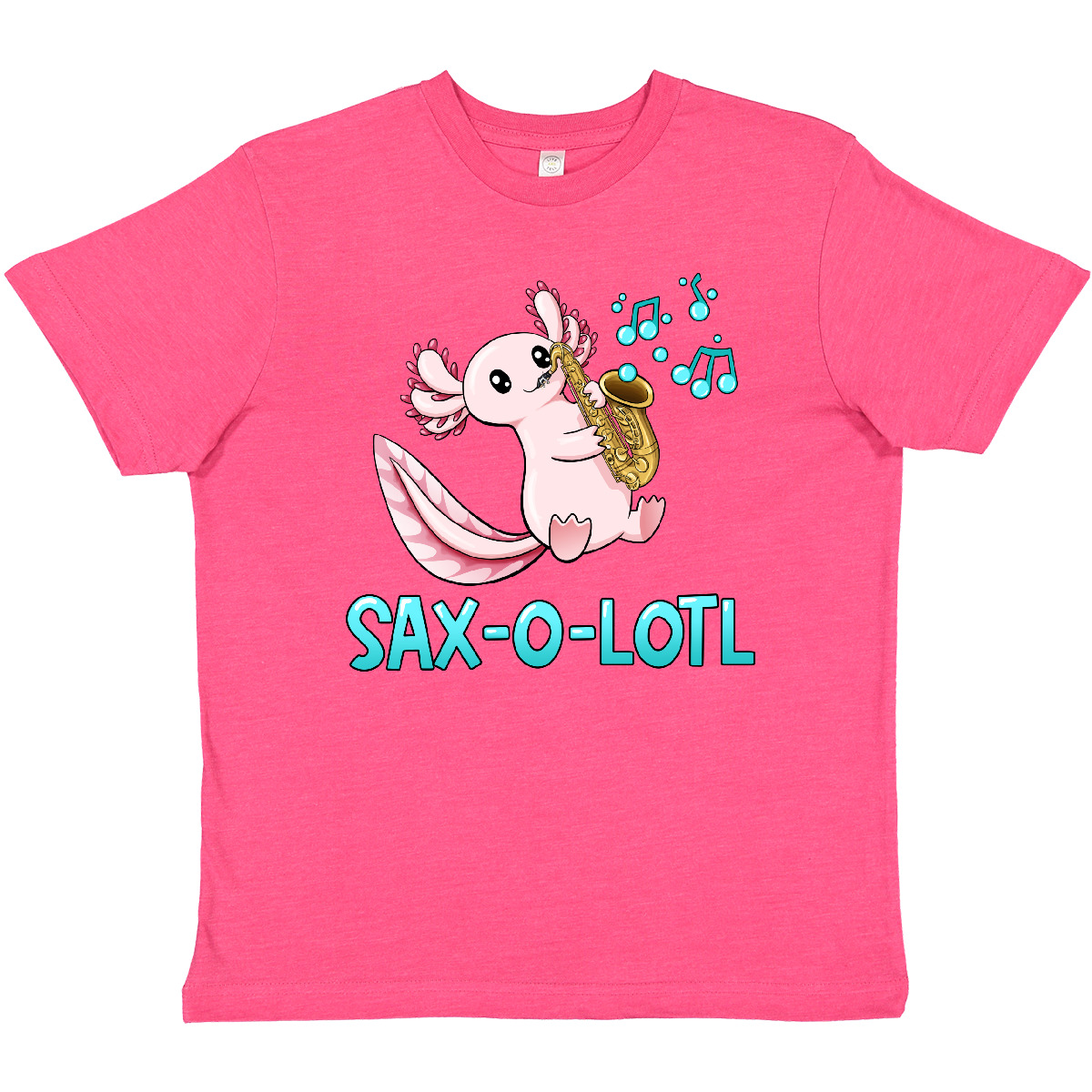 Inktastic Sax-o-lotl- Axolotl With Saxophone Youth T-Shirt Animals Axolotls Cute - Picture 6 of 7