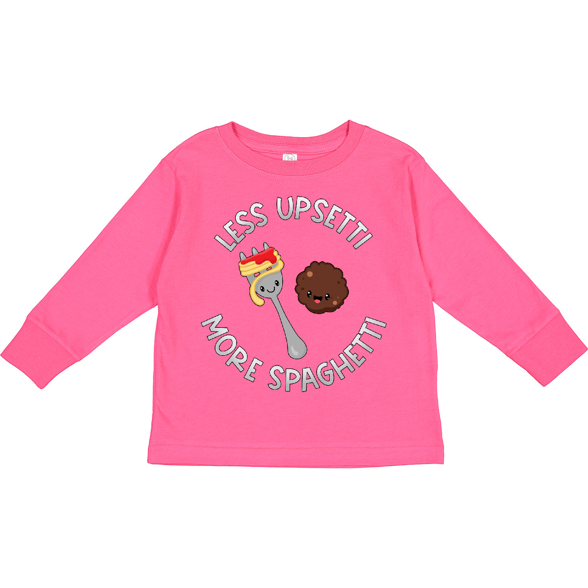 Inktastic Less Upsetti More Spaghetti Toddler Long Sleeve T-Shirt Food Mood Fun