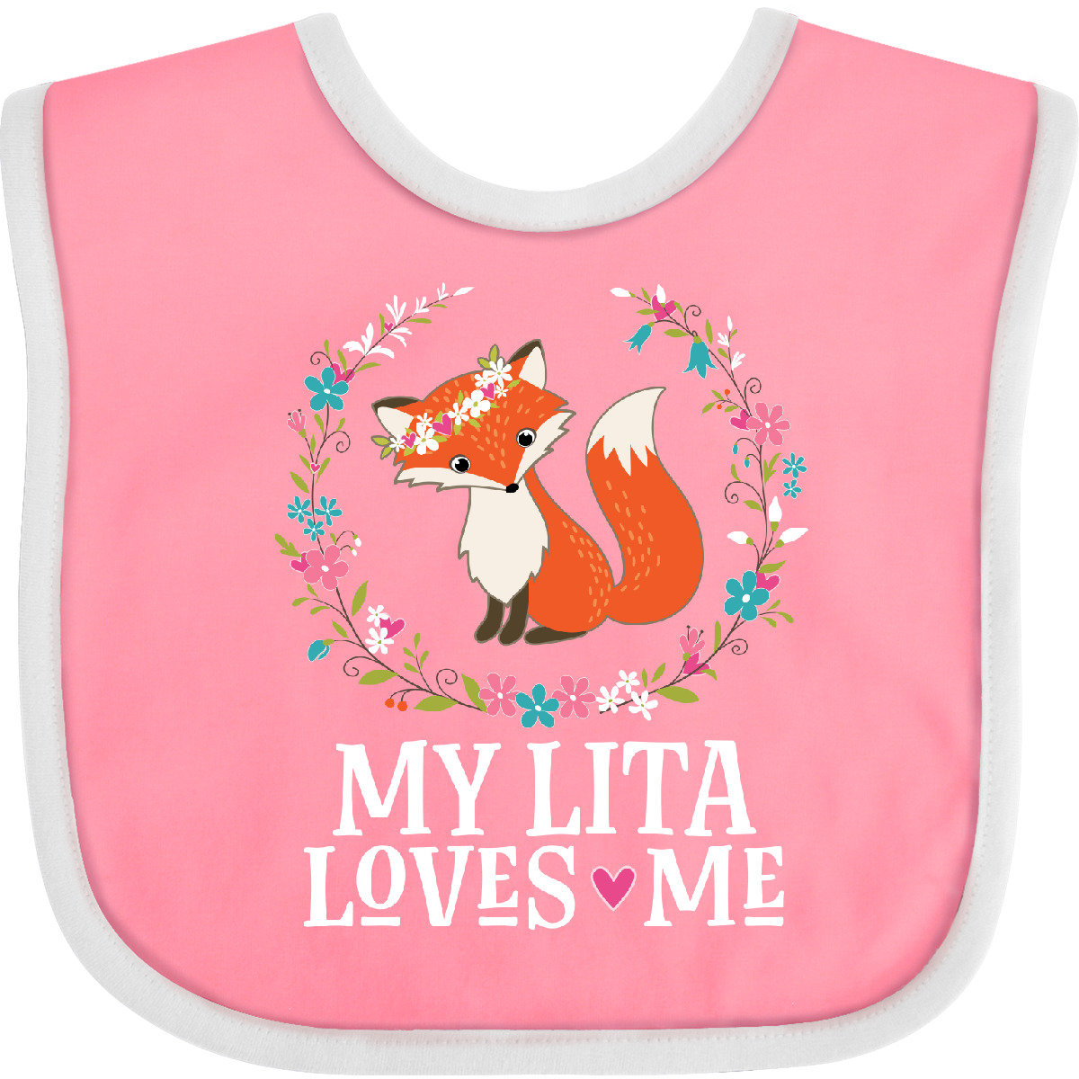 Inktastic My Lita Loves Me Girls Grandchild Fox Baby Bib Grandkids Girl Clothes - Picture 12 of 13