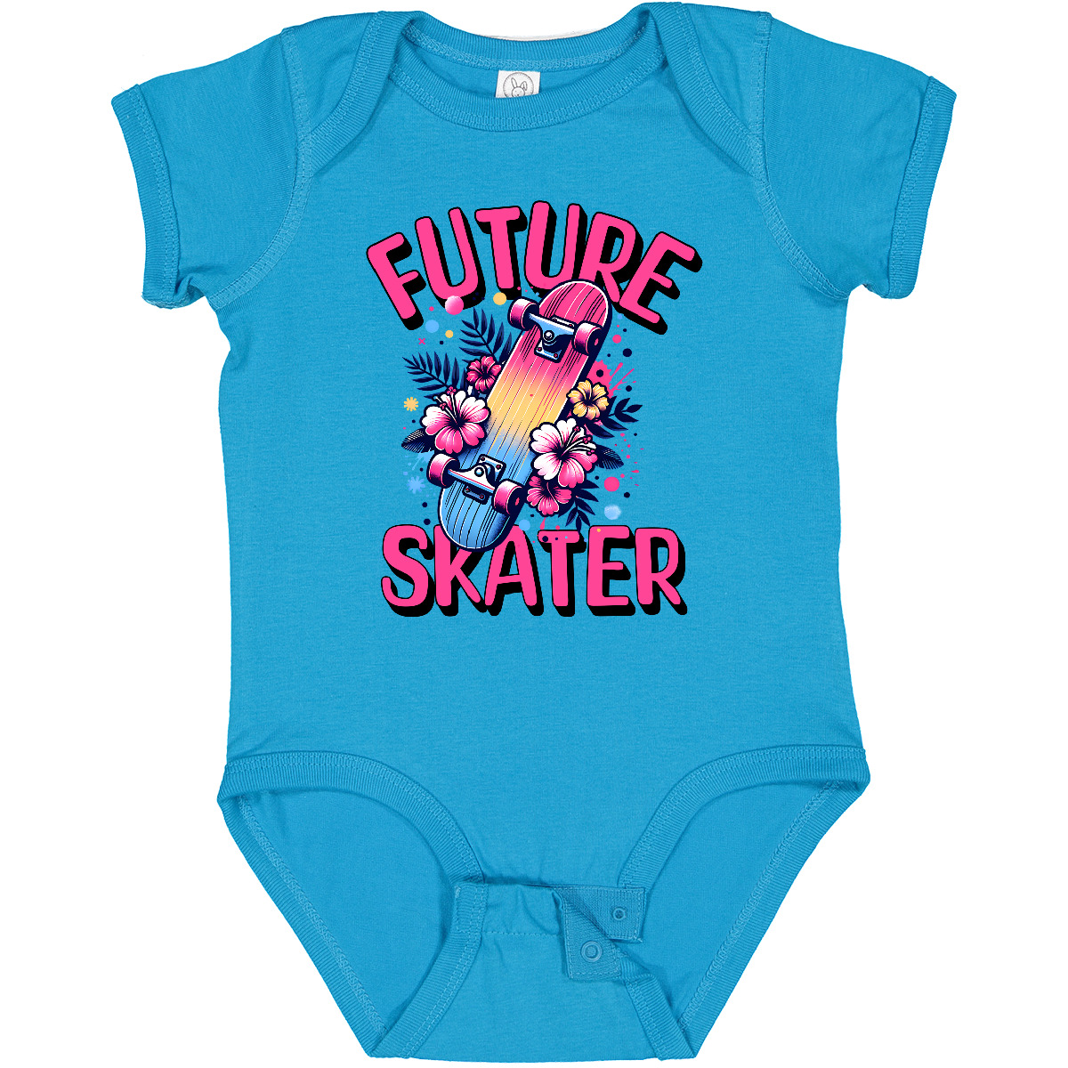 Inktastic Skateboarding Future Skater Baby Bodysuit Flowered Floral Cute Apparel