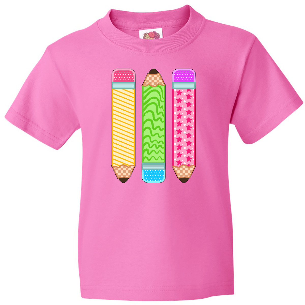 Inktastic Colorful Patterned Pencils For Back To School Youth T-Shirt Elementary - Picture 2 of 7