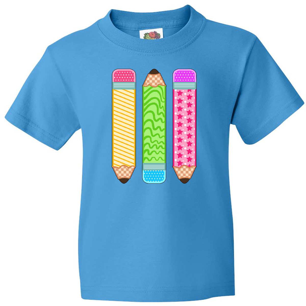 Inktastic Colorful Patterned Pencils For Back To School Youth T-Shirt Elementary - Picture 4 of 7
