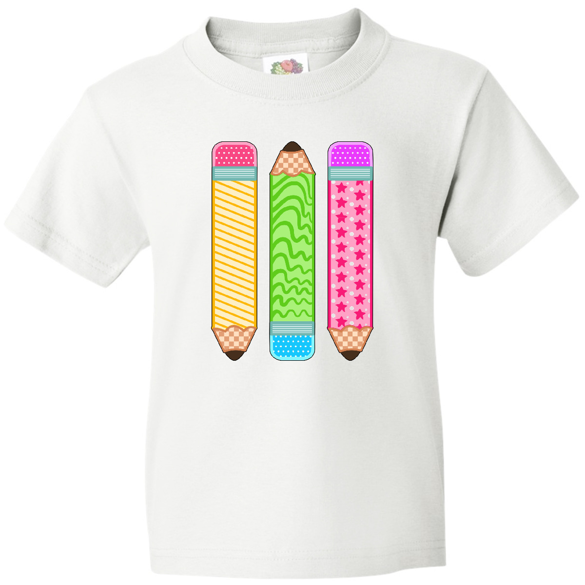 Inktastic Colorful Patterned Pencils For Back To School Youth T-Shirt Elementary - Picture 7 of 7