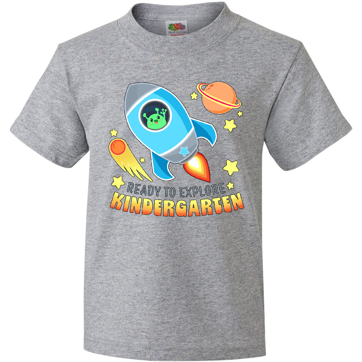 Inktastic Ready To Explore Kindergarten- Alien And Space Ship Youth T-Shirt Back - Picture 3 of 8