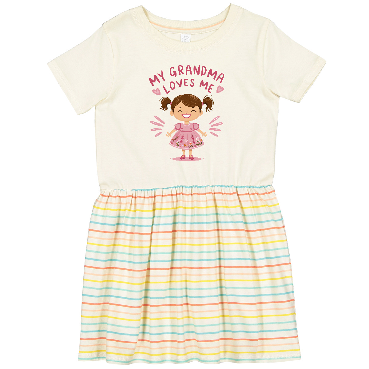 Inktastic My Grandma Loves Me Toddler Dress Grandmother Child Pink Floral Hearts