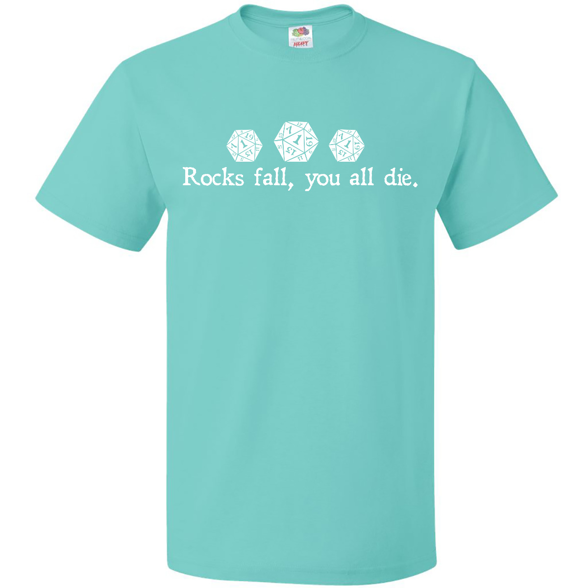 Inktastic Rocks Fall, You All Die T-Shirt Games Gamer 20 D20 Sided Dice Twenty
