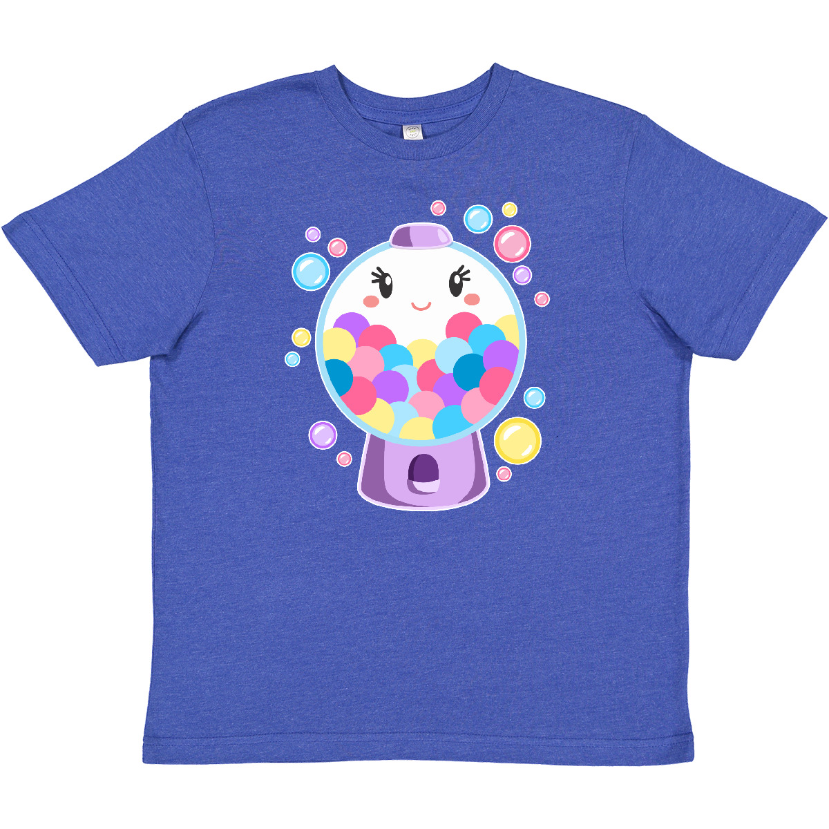 Inktastic Cute Gumball Machine And Bubbles Youth T-Shirt Food Bubble Gum Smile - Picture 6 of 6