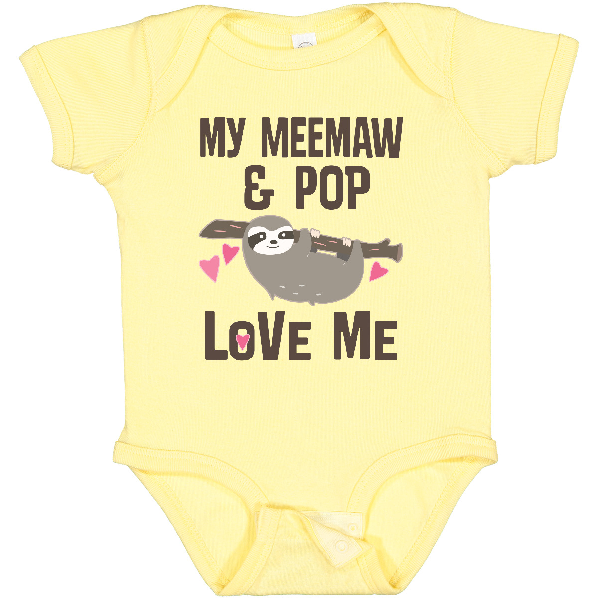 Inktastic Meemaw And Pop Grandchild Sloth Baby Bodysuit Childs From Girl  Cute