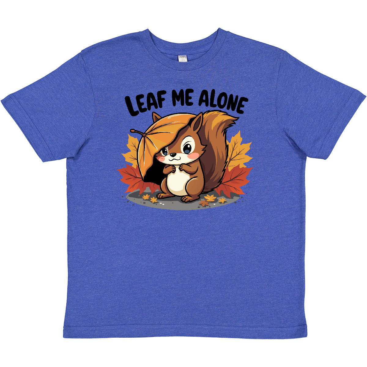Inktastic Leaf Me Alone Funny Autumn Fall Squirrel Youth T-Shirt Cute Leaves Red - Picture 6 of 7