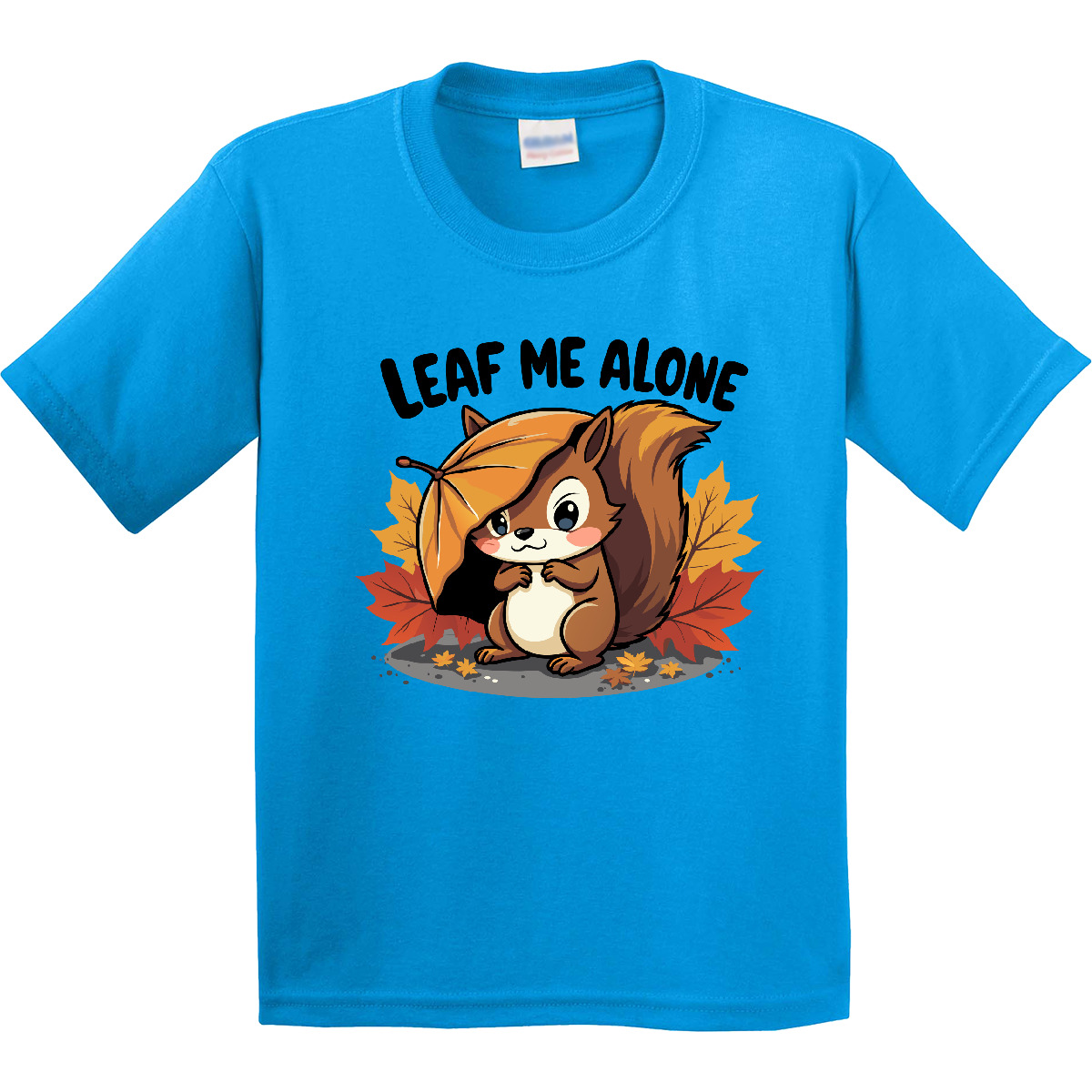 Inktastic Leaf Me Alone Funny Autumn Fall Squirrel Youth T-Shirt Cute Leaves Red - Picture 4 of 7