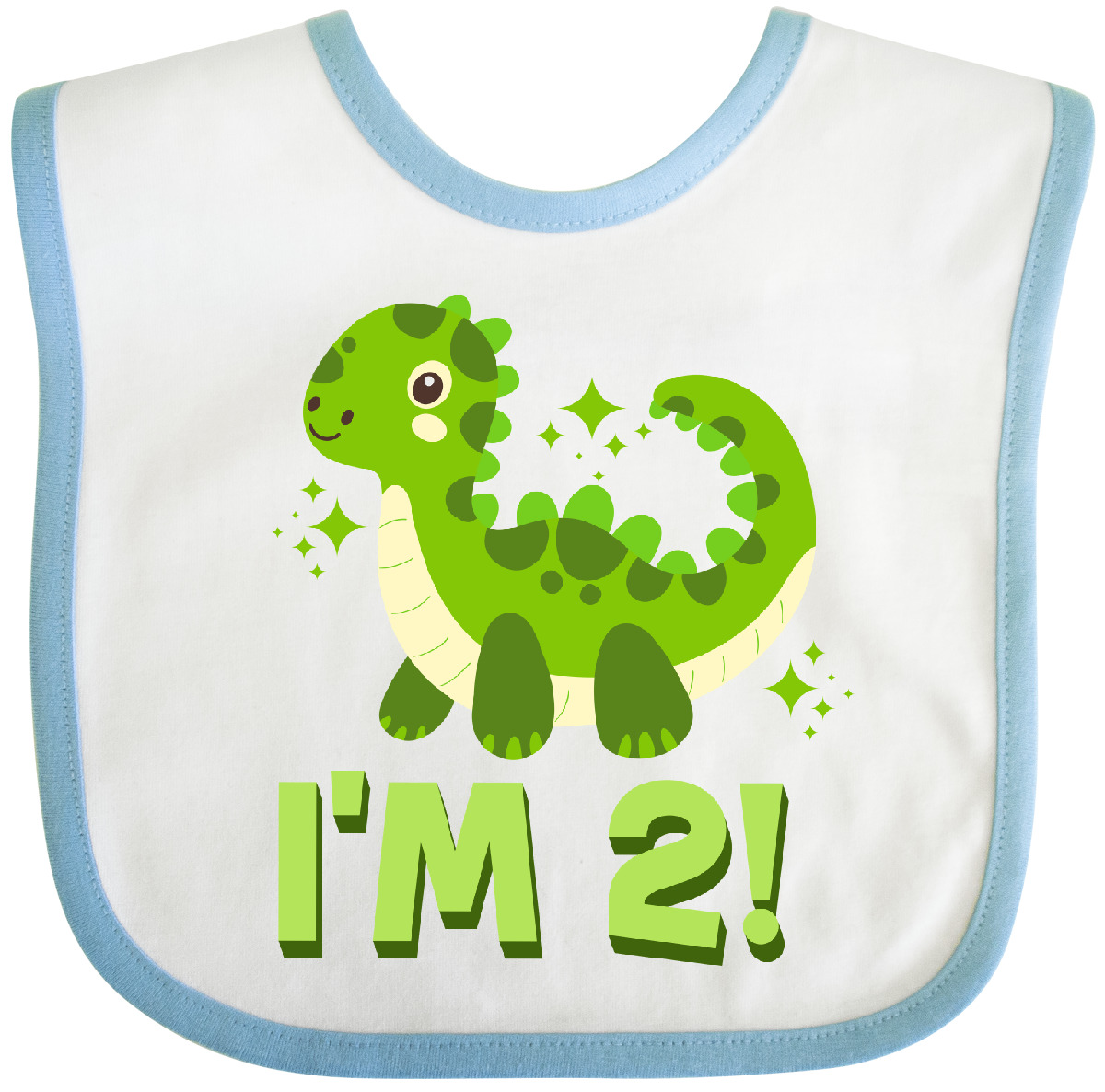 Inktastic 2nd Birthday Dinosaur 2 Year Old Baby Bib Dino Childs Toddler Boys - Picture 5 of 8