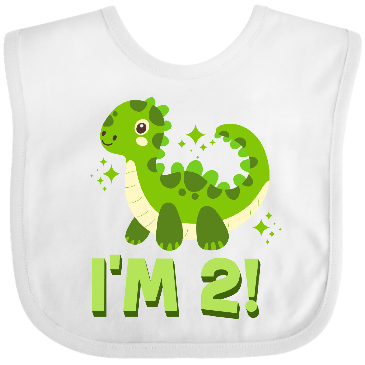 Inktastic 2nd Birthday Dinosaur 2 Year Old Baby Bib Dino Childs Toddler Boys - Picture 4 of 8
