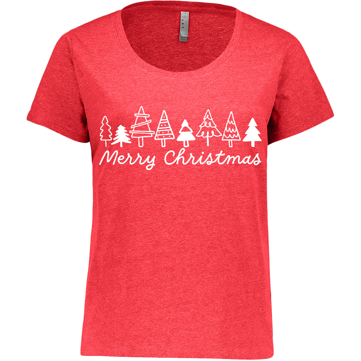 Inktastic Merry Christmas With Trees Women's Plus Size T-Shirt Adult Holiday Fun