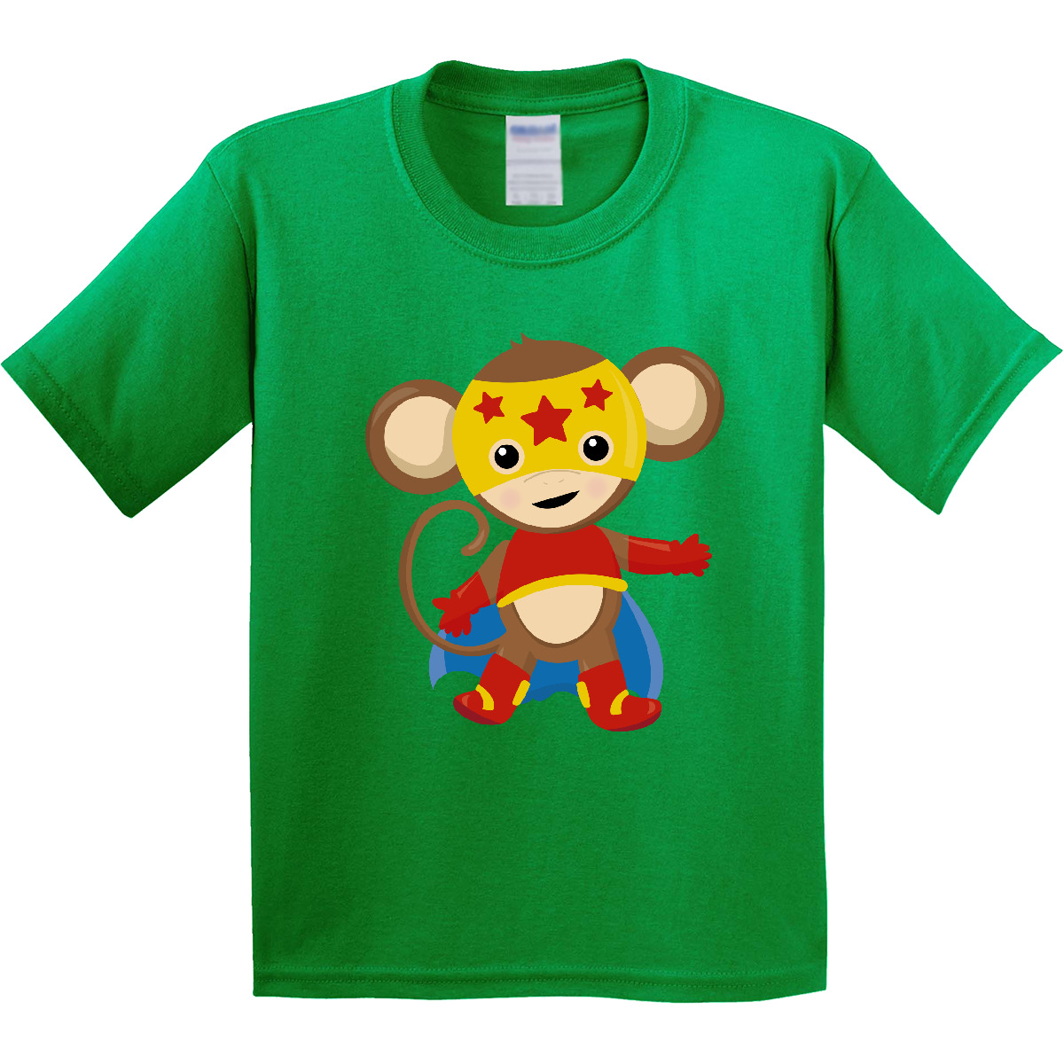 Inktastic Superhero Monkey, Cute Monkey, Brown Monkey, Cape Youth T-Shirt Little - Picture 2 of 3