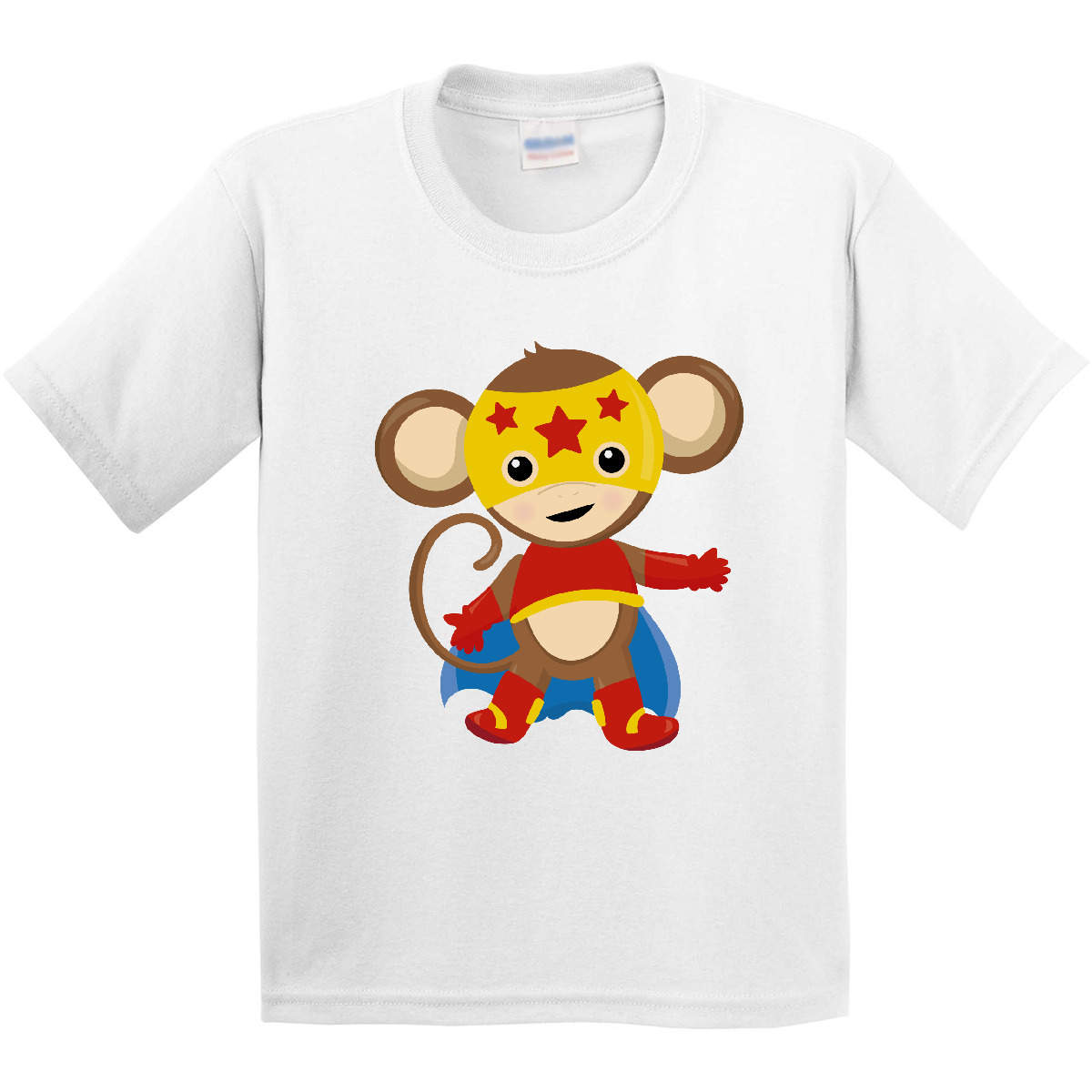 Inktastic Superhero Monkey, Cute Monkey, Brown Monkey, Cape Youth T-Shirt Little - Picture 3 of 3