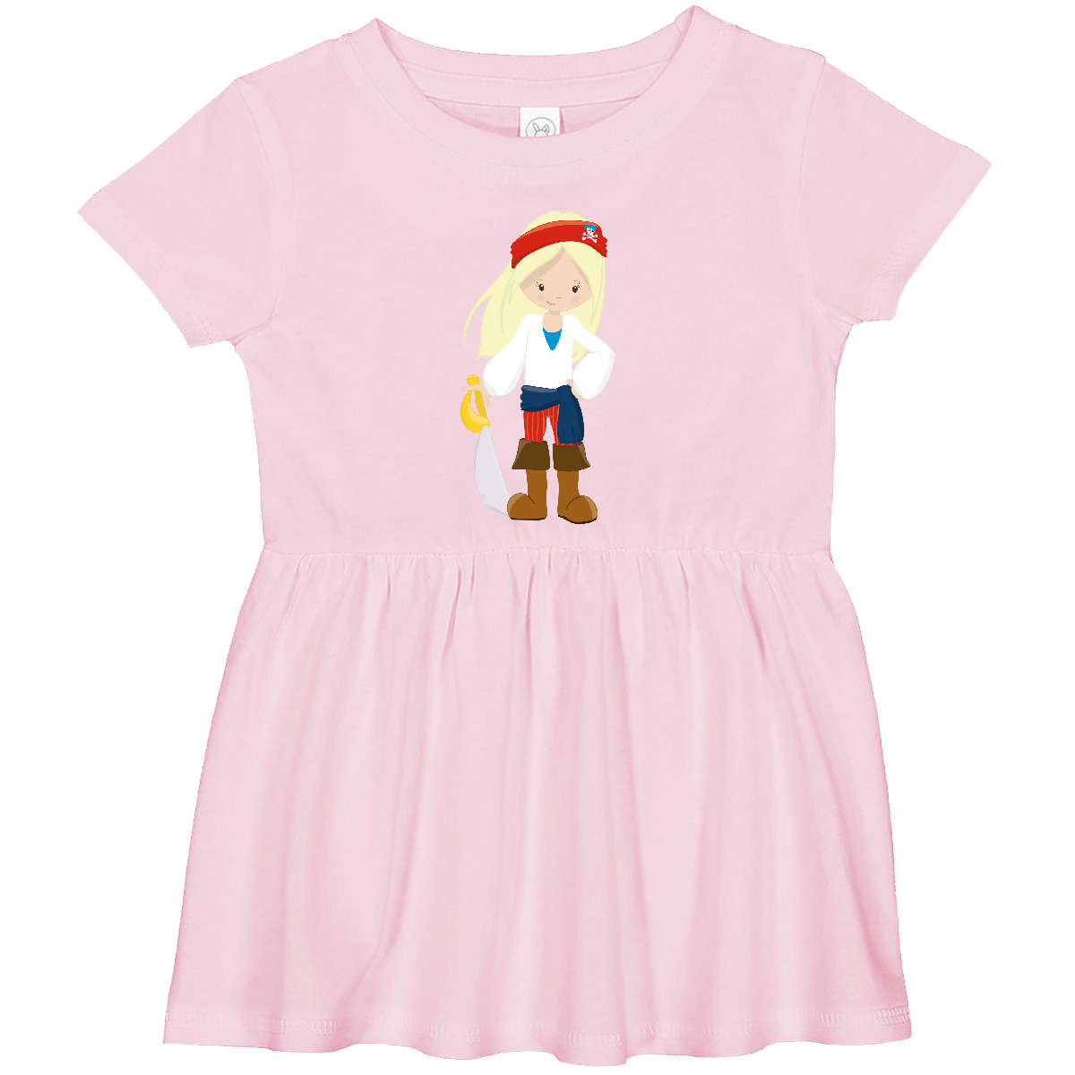 Inktastic Pirate Girl, Little Girl, Blonde Hair, Pirate Sword Infant Dress Sea