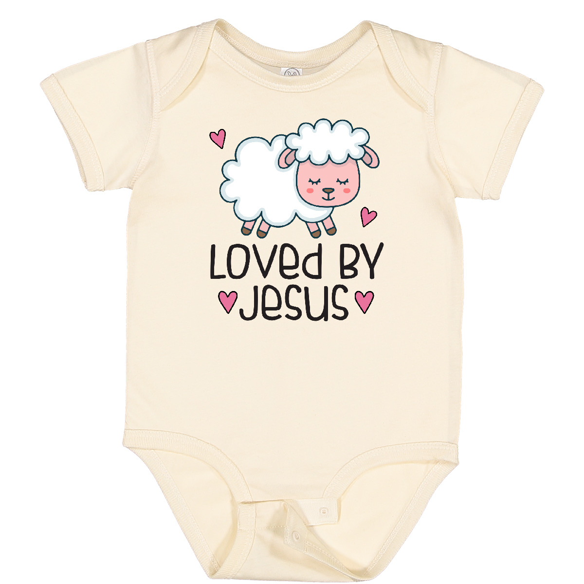 Inktastic Loved By Jesus Cute Baby Lamb Baby Bodysuit Religious New Easter - Picture 6 of 8