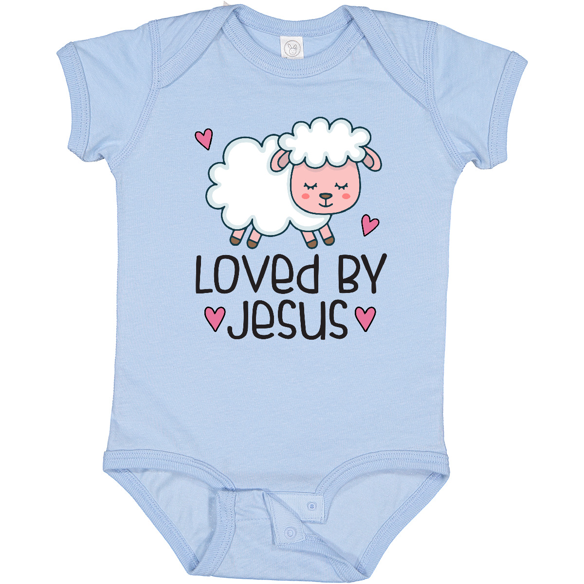 Inktastic Loved By Jesus Cute Baby Lamb Baby Bodysuit Religious New Easter - Picture 3 of 8