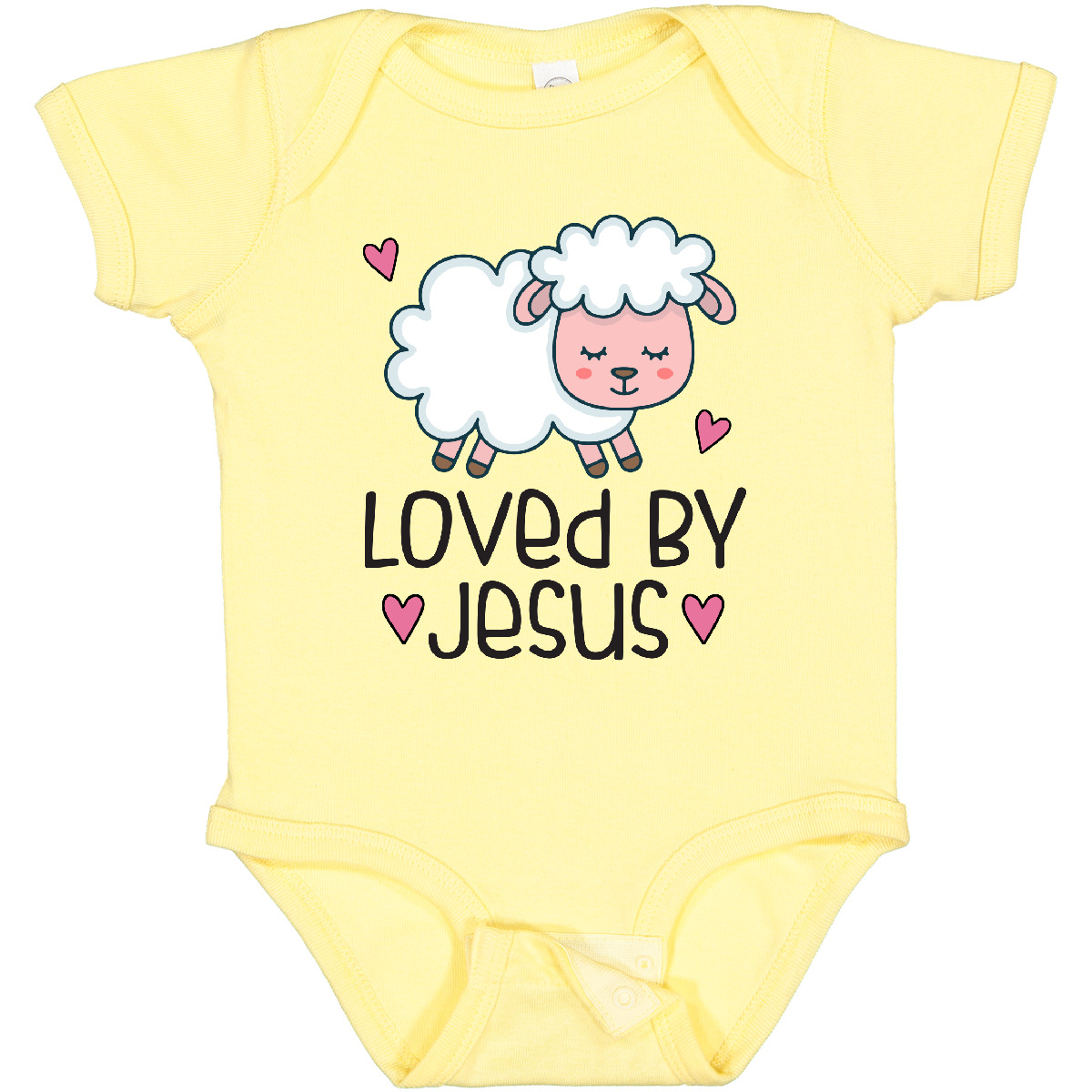 Inktastic Loved By Jesus Cute Baby Lamb Baby Bodysuit Religious New Easter - Picture 2 of 8