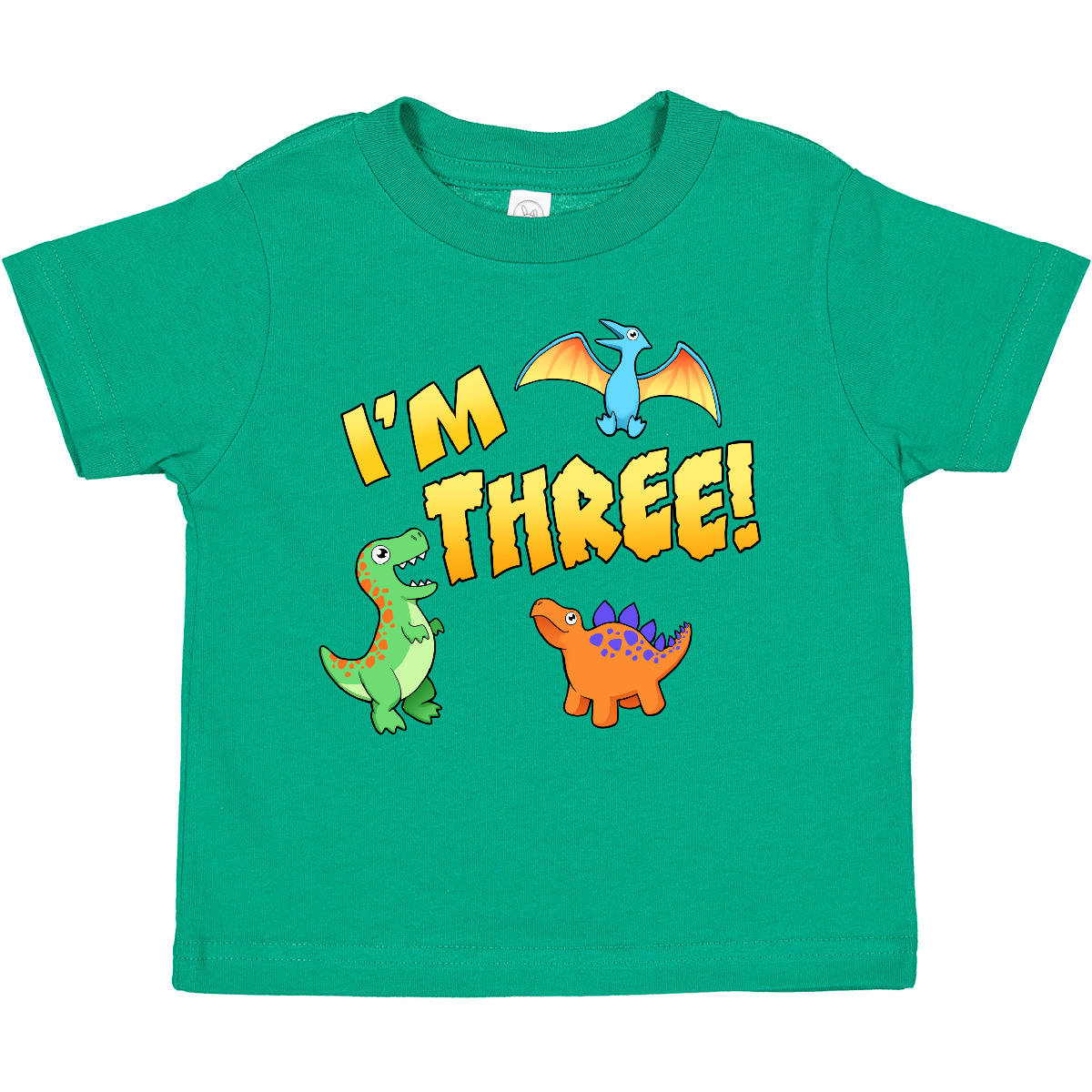 Inktastic I’m Three! Cute Birthday Dinosaurs Toddler T-Shirt Birthdays Third 3rd