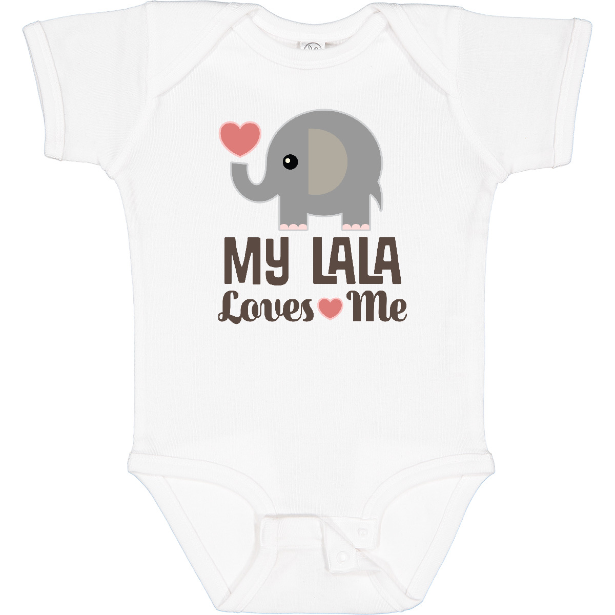 Inktastic My Lala Loves Me Grandkids Elephant Baby Bodysuit Grandson Boy Girl - Picture 9 of 9