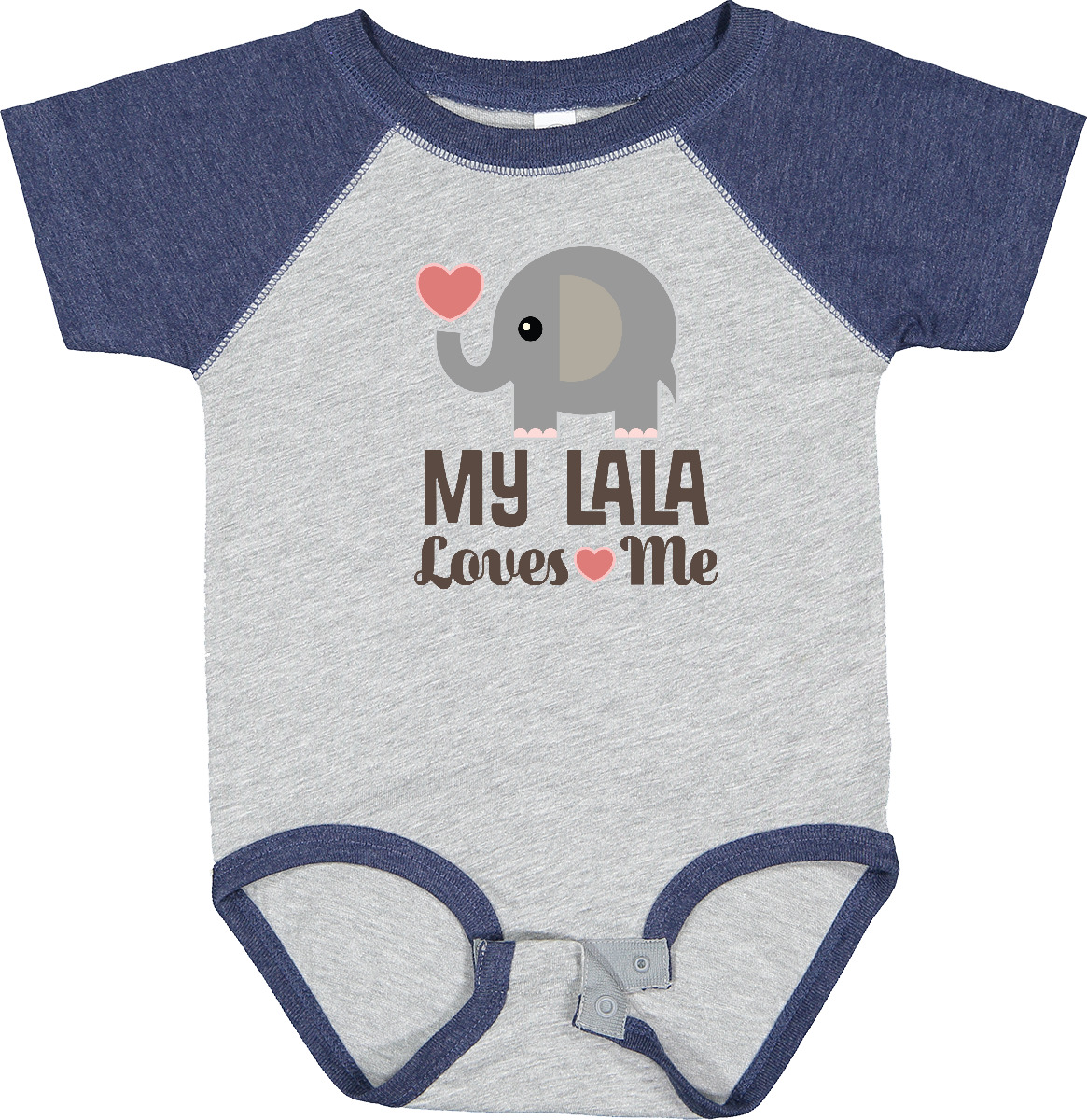 Inktastic My Lala Loves Me Grandkids Elephant Baby Bodysuit Grandson Boy Girl - Picture 3 of 9