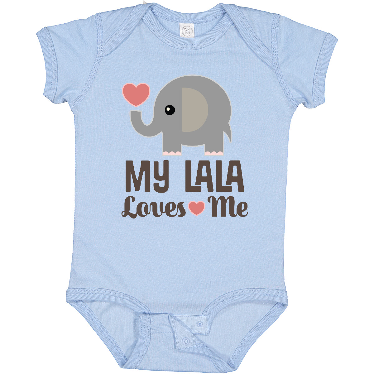 Inktastic My Lala Loves Me Grandkids Elephant Baby Bodysuit Grandson Boy Girl - Picture 4 of 9