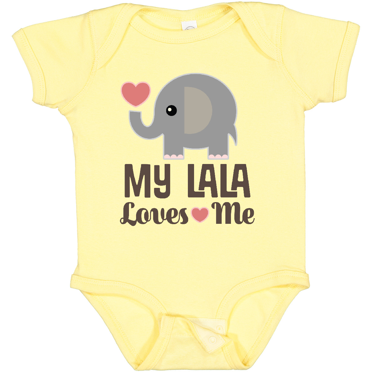 Inktastic My Lala Loves Me Grandkids Elephant Baby Bodysuit Grandson Boy Girl - Picture 2 of 9