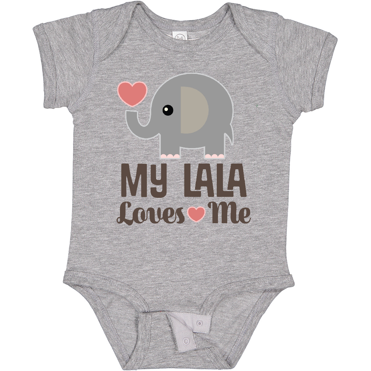 Inktastic My Lala Loves Me Grandkids Elephant Baby Bodysuit Grandson Boy Girl - Picture 5 of 9