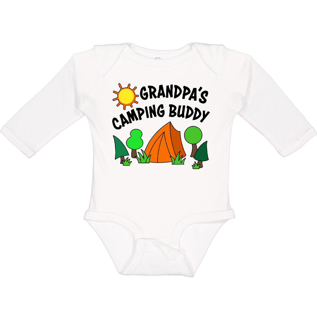 Inktastic Grandpa's Camping Buddy Long Sleeve Creeper Grandpa