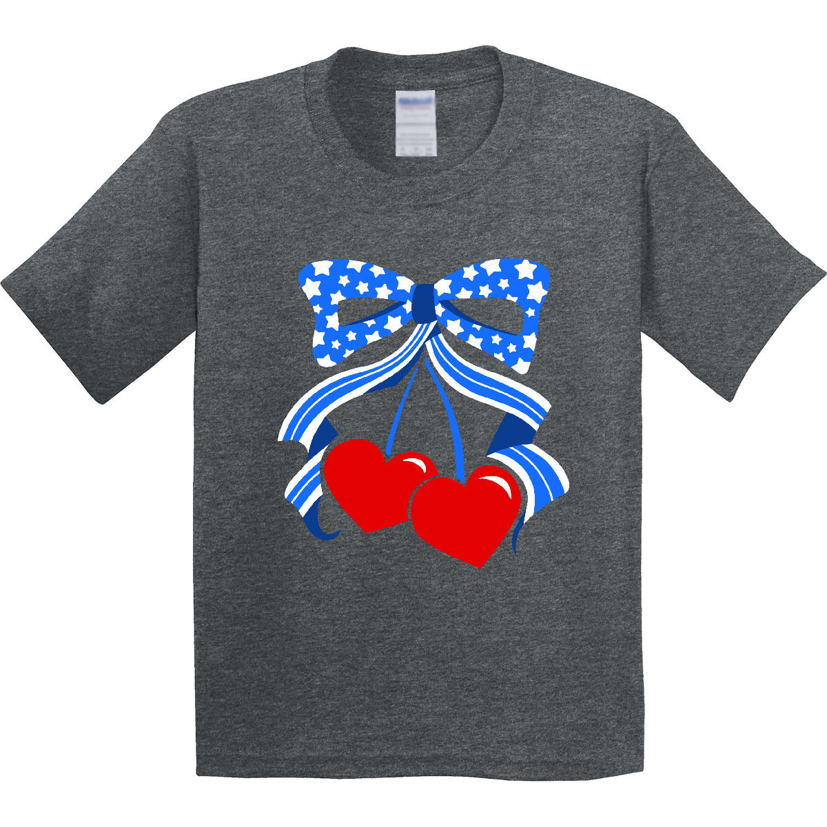 Inktastic USA Bow Youth T-Shirt Red White Blue Star Stars Stripe Stripes Cute 4 - Picture 8 of 10