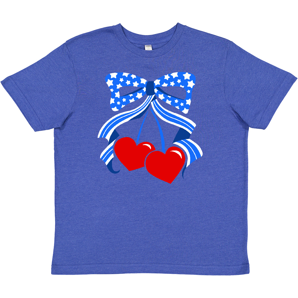 Inktastic USA Bow Youth T-Shirt Red White Blue Star Stars Stripe Stripes Cute 4 - Picture 10 of 10