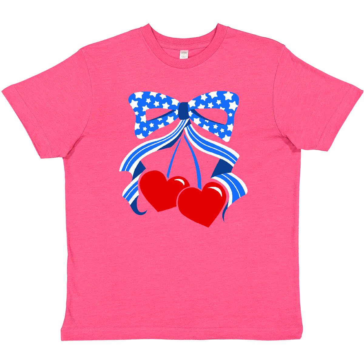 Inktastic USA Bow Youth T-Shirt Red White Blue Star Stars Stripe Stripes Cute 4 - Picture 9 of 10