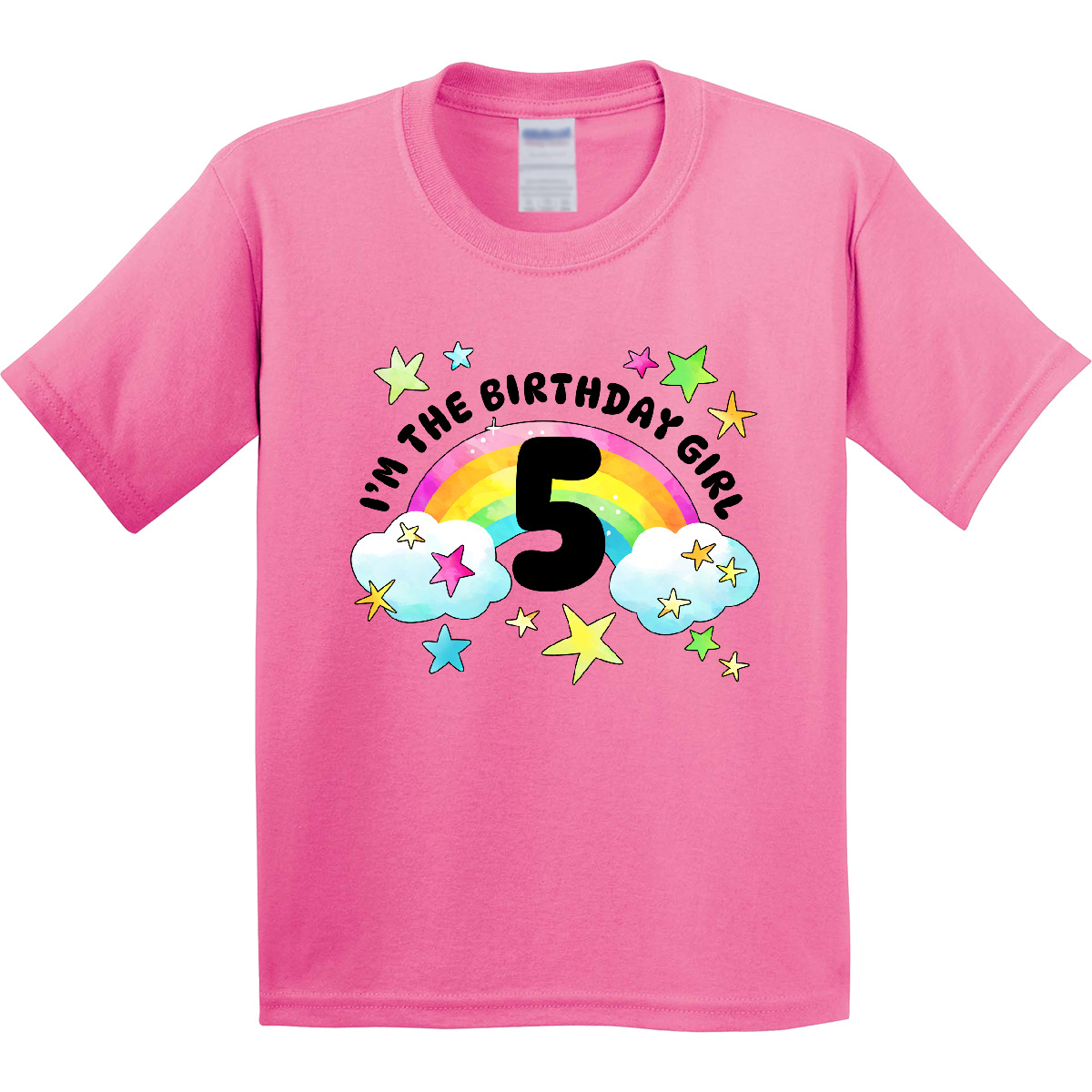 Inktastic I'm The Birthday Girl- Fifth Birthday Rainbow And Stars Youth T-Shirt - Picture 2 of 7