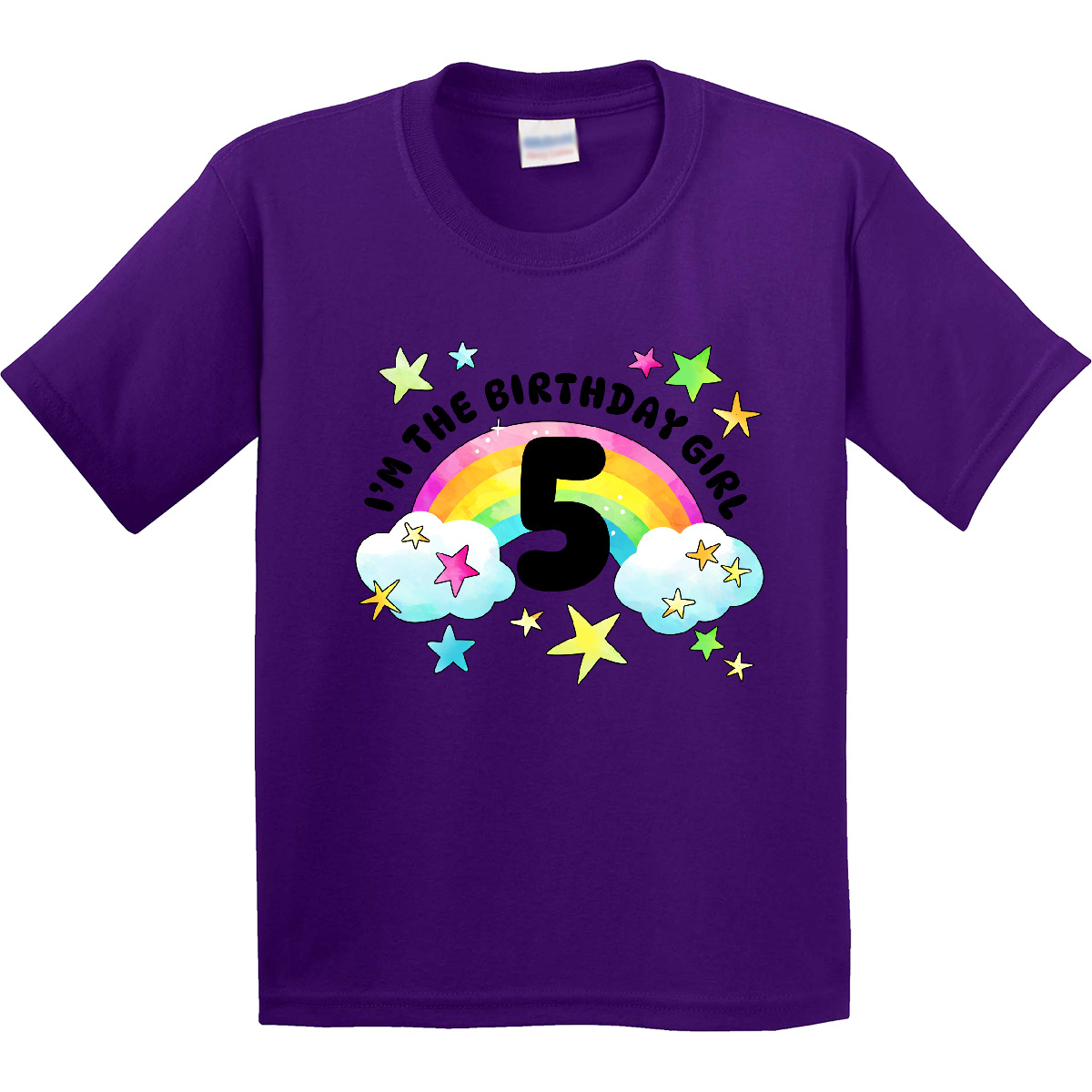Inktastic I'm The Birthday Girl- Fifth Birthday Rainbow And Stars Youth T-Shirt - Picture 5 of 7