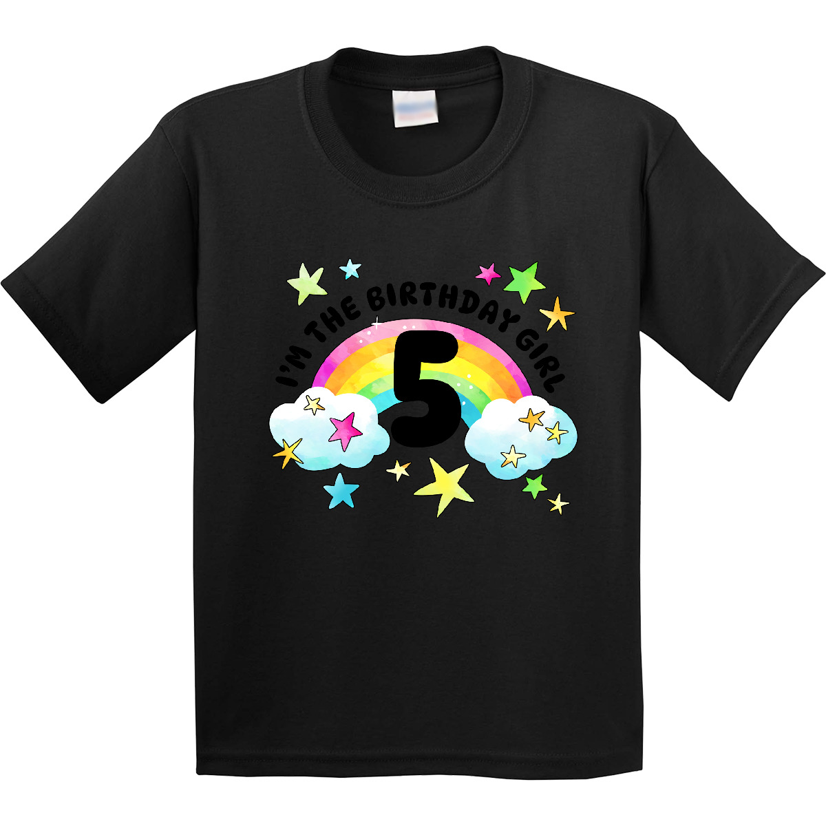 Inktastic I'm The Birthday Girl- Fifth Birthday Rainbow And Stars Youth T-Shirt - Picture 3 of 7