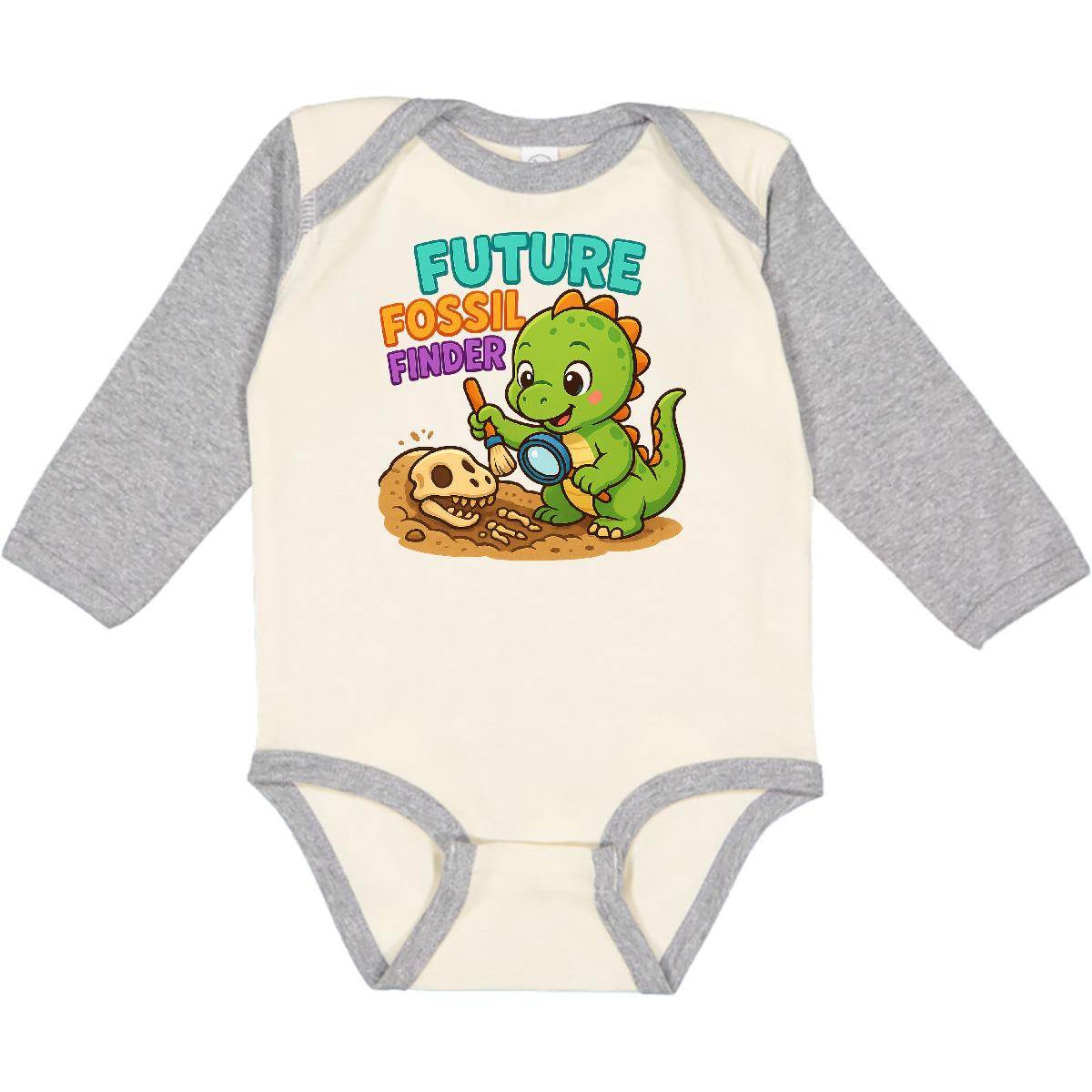 Inktastic Dinosaur Fossil Finder Kids Long Sleeve Creeper Future Bones Learning