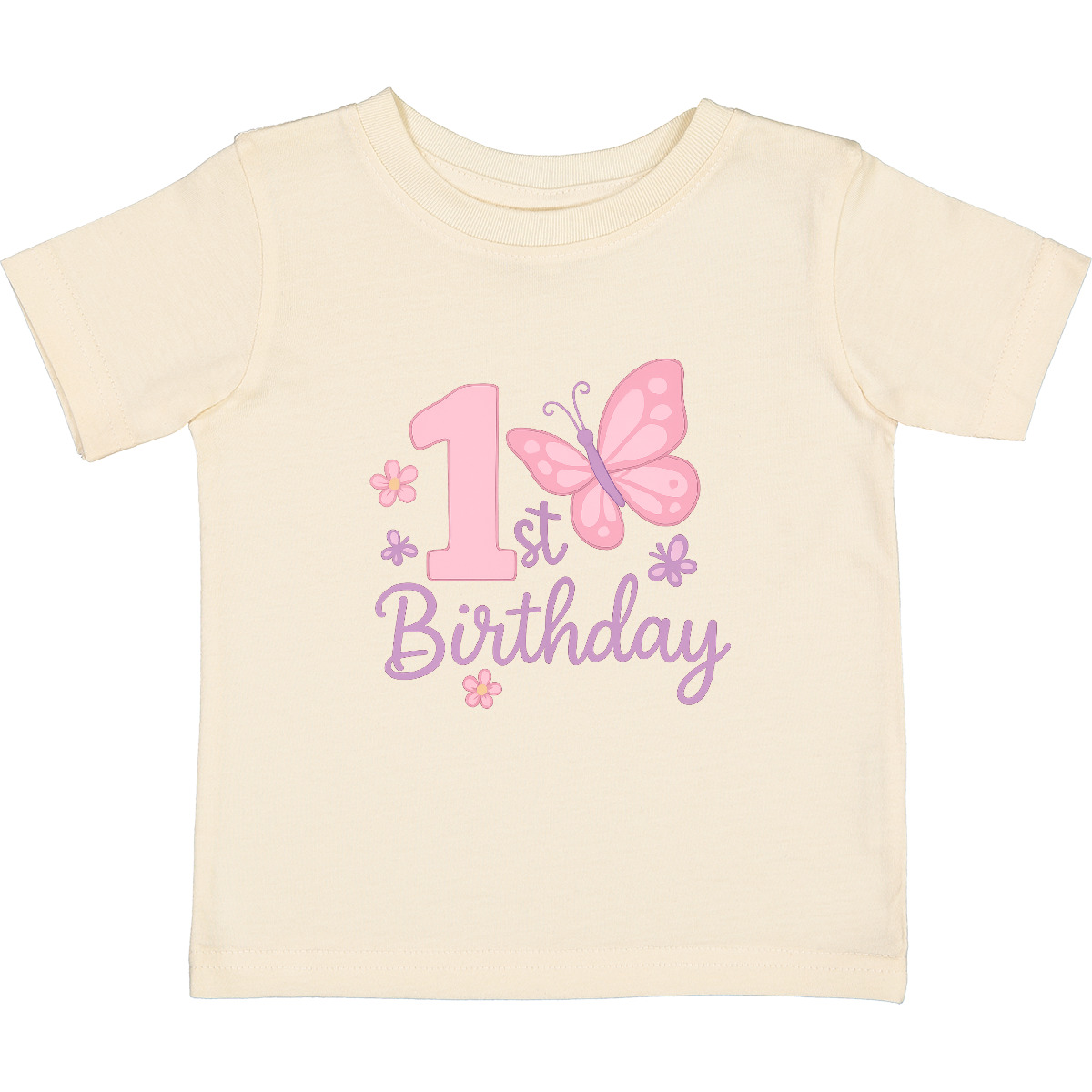 Inktastic 1st Birthday Pink Butterfly Baby T-Shirt First One Flowers Infant Tees